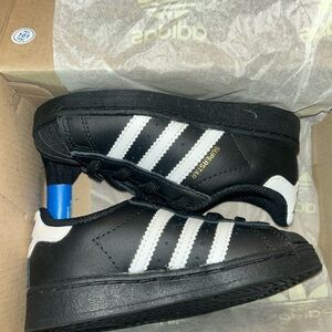 Adidas Kids Sneakers - Black with White Stripes